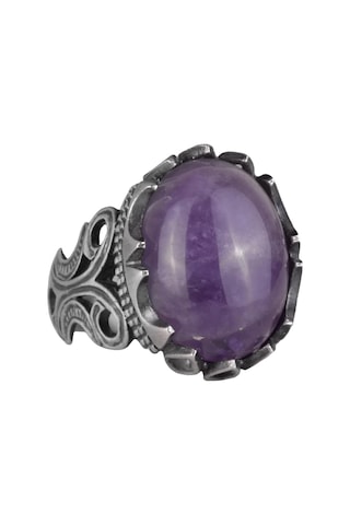 925 Ayar Katı Gümüş Erkek Yüzük - Doğal Taş Seçenekleri İle El Yapımı Tasarım Ametist Gümüş