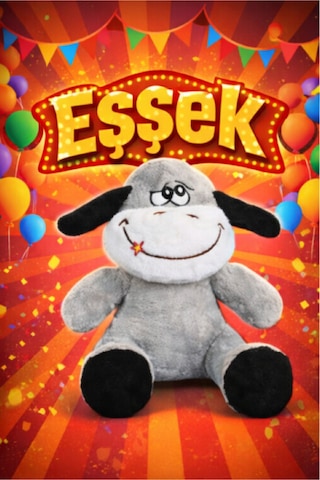 Sevimli Peluş Eşek Oyuncak Gri
