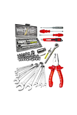 PROXTECH 57 Parça Krom Çelik 40 Parça Cırcırlı Lokma