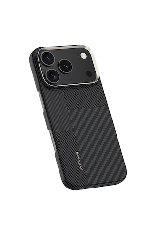 Apple Uyumlu iPhone 17 Pro Kılıf M-safe Özellikli Karbon Fiber Benks Montage Armorair Kevlar Kapak Siyah