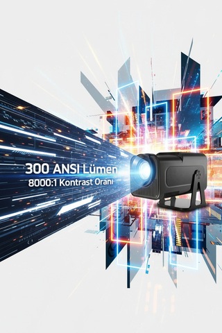 4k Led Akıllı Projeksiyon 300 Ansı Lümen Kablosuz Aktarım Hdmı & Usb Hy320