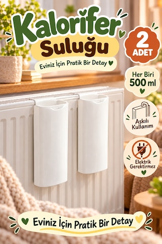 Beyaz Kalorifer Suluğu 2'li Set Her Biri 500 Ml Askılı Petek Su Haznesi Evde İçin Radyatör Aksesuarı