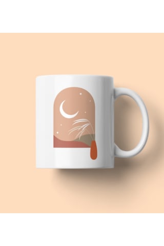 Bohem Tasarımlı Kupa Unisex Porselen Kupa Beyaz, Renkli 8x10cm Beyaz