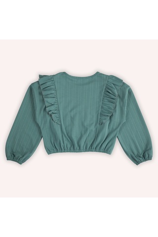 Kız Çocuk Beli Lastikli Bluz Yeşil 2421gk57010-4926 001