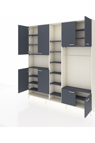 Arges Dolap 18 Raflı 8 Kapaklı Tek Askılı 220x30x243 Aytaşı-antrasit/antrasit Antrasıt/antrasıt