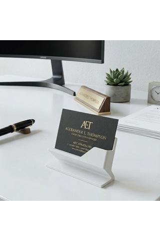 3d Baskı Kartvizit Standı Masaüstü Ofis Organizer Kartlık Kart Tutucu Aparat Açılı Beyaz