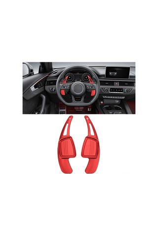 Lemestar Audi A3/a4/a5/q5/q3 2017+ Alüminyum Vites Kaydırıcı, Uzunluklu, Anti-skayma, Konforlu Sürüş, Pembe + Beyaz Simge, Çift Set Kırmızı