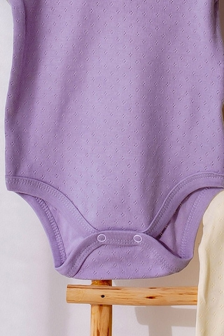 Lilabio %100 Organik Pamuk 3'lü Jakarlı Atlet Bebek Body Seti Lila Çok Renkli