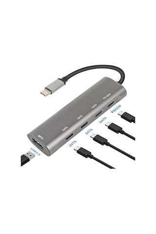 Macbook Şarj Uyumlu Type-c Destekli 60w Pd Tüm Bilgisayarlar İçin Şarj Uyumlu 5 İn 1 Hub Dönüşt