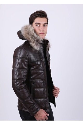 New Zaya Leather Erkek Şişme Deri Mont Siyah