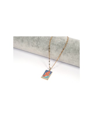 Çelik Kolye İkizler Burcu Altın Kaplama - K-143 Altın