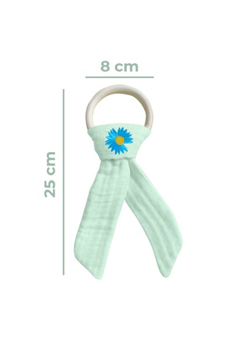 Pamuk Muslin Bebek Diş Kaşıyıcı Yıkanabilir Ahşap Desenli Mnt Mint Yeşili