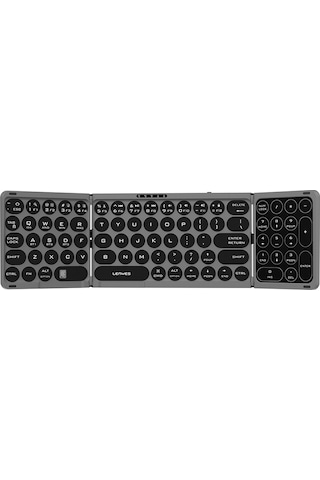 Lenyes Wk110 Num Touch Pad Özellikli Katlanabilir Bluetooth Bağlantılı Kablosuz Klavye Siyah