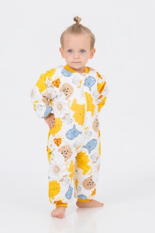 Kız Erkek Çocuk Kalın Elyaf Dolgulu 2.5 Tog Desenli Uyku Tulumu-sarı-beyaz Sarı - Beyaz