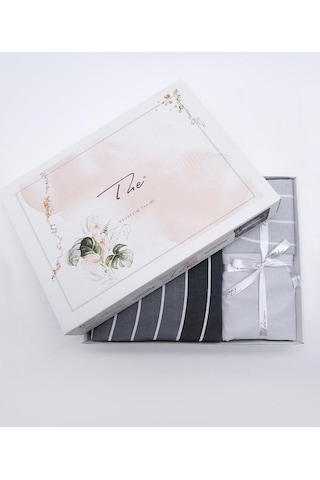 The Ecosse Çarşafı Lastikli Tek Kişilik Nevresim Takımı-wave Gri Gri