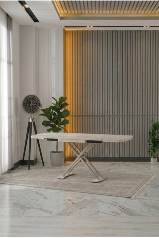 Venoxa Premium 80x120 / 80x180 Ölçülü Mdf Masa Tek Masadır Traverten Traverten