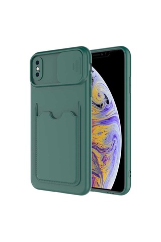 Apple Uyumlu iPhone Xs Max 6.5 Kılıf Zore Kartix Kapak Koyu Yeşil