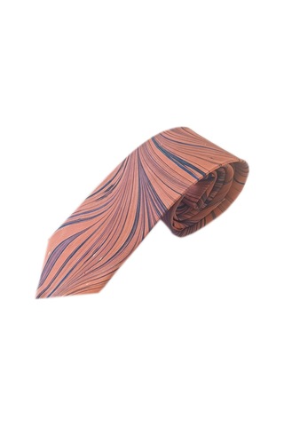 Elifebru Exclusive Handicrafts Ebru Sanatı El Yapımı Turuncu Mavi İpek Kravat Ikr 147 Çok Renkli