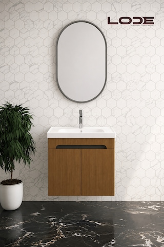 Lode Bath Irma Serisi Lavabolu Alt Banyo Dolabı, Kapaklı Banyo Alt Dolabı,seramik Lavabo Dahil 60 Cm Milolegna