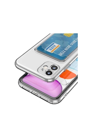 Goocamp Apple iPhone 11 Uyumlu Kartlıklı Şeffaf Setra Clear Silikon Kılıf-renksiz Renksiz