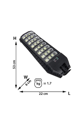 Solar Işık Sensörlü Güneş Enerjili Sokak Ve Bahçe Lambası Uzaktan Kumandalı Led Aydınlatma Siyah