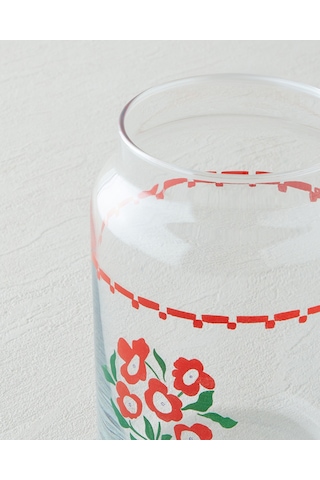 English Home Bright Parade Cam Kavanoz 880 Ml Kırmızı - Beyaz Kırmızı - Beyaz