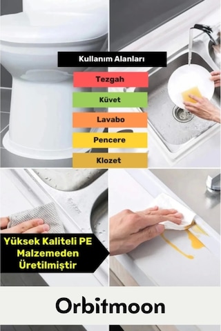 Özel Seri Premium Su Geçirmez Sızdırmaz Lavabo Küvet Yağ Nem Küf Önleyici 3.2m 3 Adet İzolasyon Bant