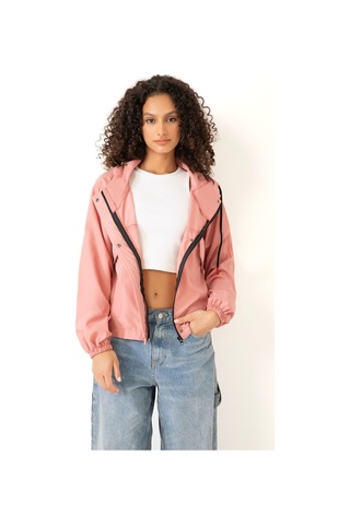 Riverstorm Kadın Pudra Su Geçirmez Ve Rüzgara Dayanıklı Kapüşonlu Cepli Çıt Çıtlı Mevsimlik Yağmurluk Pudra