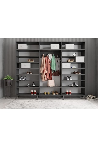 Açelya Portmanto Vestiyer Füme Beyaz 208 cm M6