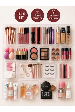 Selka Home 14 Parça Organizer Set Şeffaf