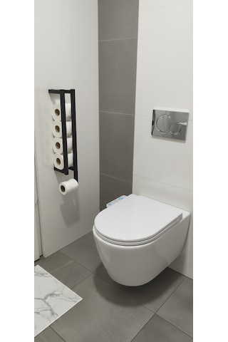 Siyah Metal Duvara Monte Yedekli Tuvalet Wc Kağıtlığı Banyo Tuvalet Kağıtlığı Wc Kağıdı Askılığı Siyah