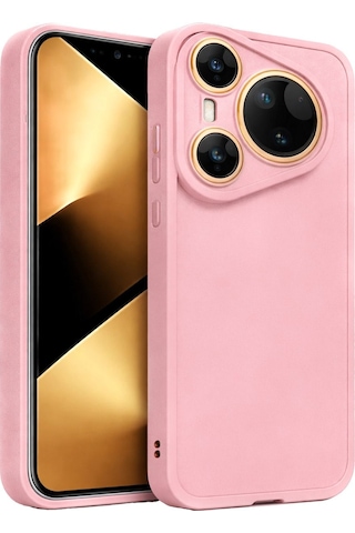 Huawei Pura 70 Uyumlu Kamera Çıkıntılı Mat Silikon Telefon Kılıfı Pembe