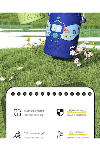 Eternal Luck 316 Paslanmaz Çelik Çocuk Termos Bardağı- Beyaz Panda