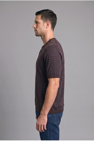 Defacto %100 Pamuk Standart Fit Henley Yaka Çizgili Kısa Kollu Triko Tişört I2753ax26hsbn534 Kahve-bn534