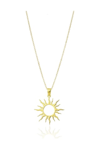 Oya Silver Gümüş 24k Altın Kaplama Tasarım Güneş Kadın Kolye Oyot313