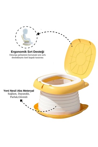 Cat Potty Katlanabilir Çocuk Tuvaleti, Çok Fonksiyonlu Taşınabilir Alıştırma Lazımlığı Sarı