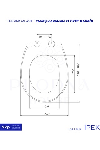 İpek 0304 Thermoplast Yavaş Kapanan Klozet Kapağı Oval Soft Close Beyaz