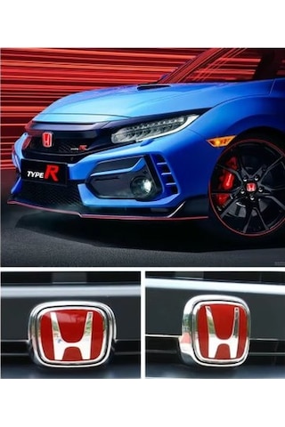 Honda Civic Fc5 2016-2021 Ön Ve Arka Panjur Logosu Kırmızı İthal Ürün Anahtarlık Hediye