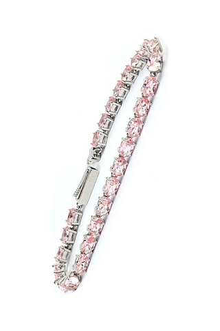 Sky Diamond Pink Morganit Taşlı 925ayar Gümüş Su Yolu Bileklik Gümüş