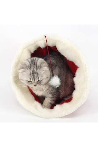 Suntek Pet Kedi Yılbaşı Şapka Şekli Yatak Kış Yavru Için