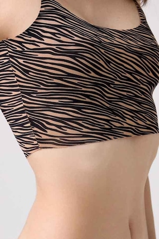 Cottonhill Desenli Lazer Kesim Ayarlanabilir İnce Askılı Crop Büstiyer 3'lü Paket-1 Renkli-2