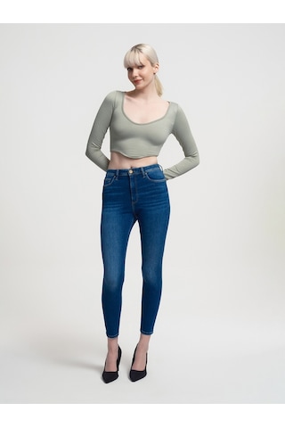 Crop Kadın Tshirt U.kol Mint Yeşili