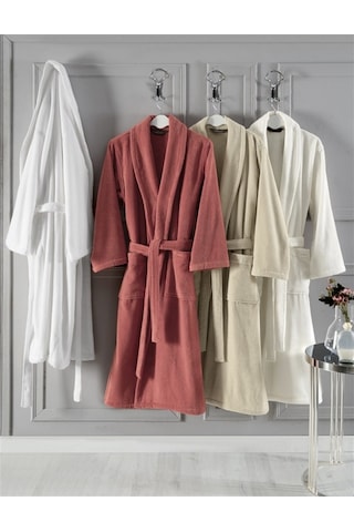 Soft Cotton Micro Bornoz Ekru