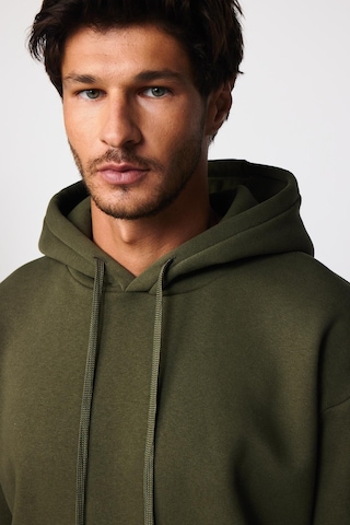 Tudors Oversize Pamuk Kapüşonlu Basıc Yeşil Unisex Sweatshirt-29004-yeşil Yeşil
