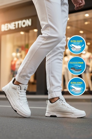 United Colors Of Benetton Beyaz Bağcıklı Bilek Boy Erkek Sneaker Bnı-11196 M