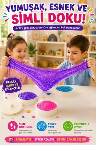 Oyuncak Dumpling 5'li Slime Simli Parlak Renkli Esnek Yumuşak Doku Oyun Jeli Oyun Hamuru Çin Mantısı Sukuşi Çok Renkli