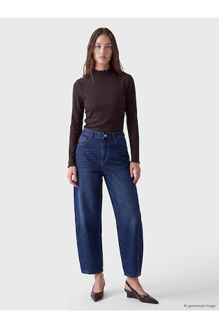 Lcw Modest Kahverengi Dik Yaka Kadın Fitilli Body
