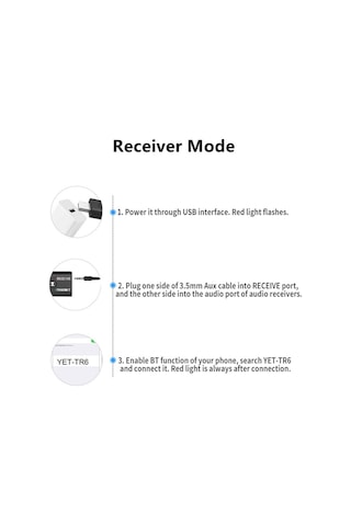 Mufunye Yet-tr6 Bluetooth 5.0 Alıcı-verici: Usb Ve 3.5mm Aux İle Tv/pc/ Telefon Ses Aktarımı, 8m Mesafe, Plug & Play, Siyah
