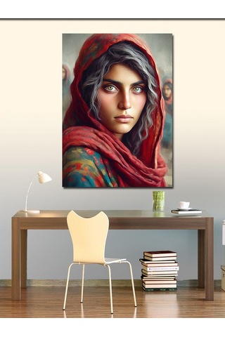 Kanvas Tablo Kırmızı Şallı Kız 70cmx100cm