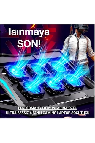 Coofbe Yükseklik Ayarlı Led Işıklı Turbo 6 Fanlı Notebook Laptop Soğutucu Notebook Laptop Standı
